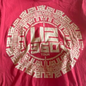 U2 360 Tour tshirt American Apparel dark red gold print size L